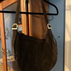 Rouje Le Parigot suede  Crescent Shoulder Bag - Dark Brown